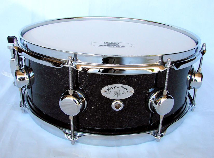 14x5.5 12ply Black Glass Glitter Snare Drum